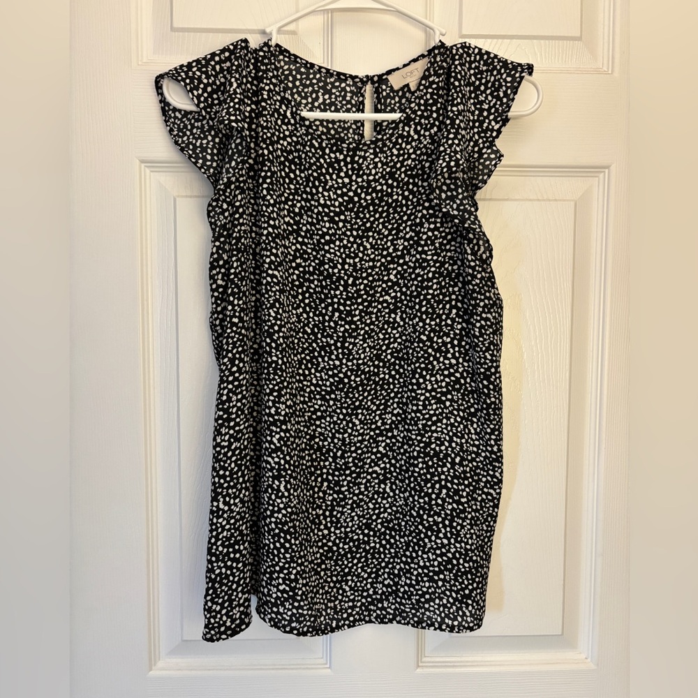 LOFT Black & White Patterned Blouse